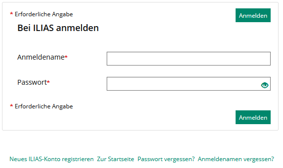 Login-Formular für Gast-Konto