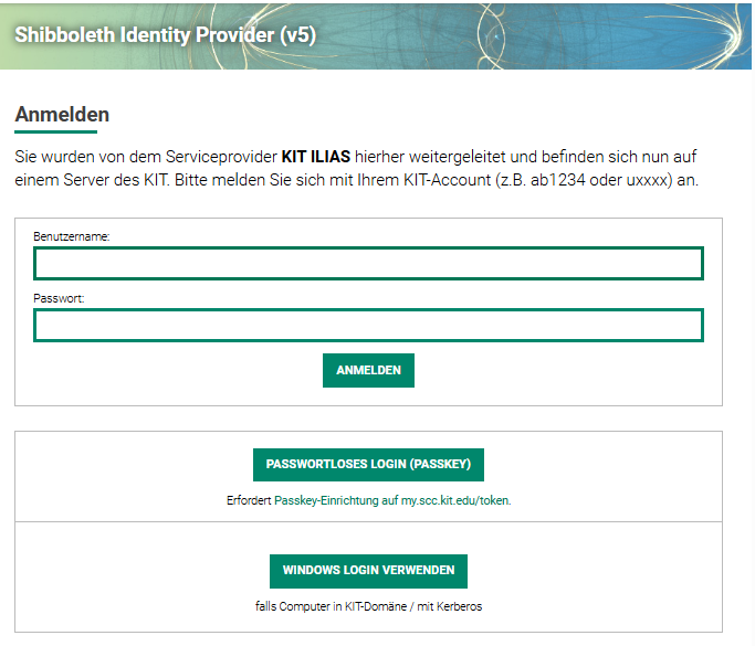 Shibboleth Login-Formular